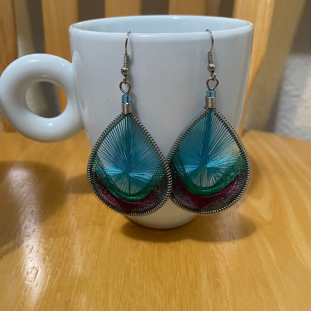 Threaded boho teardrop earrings